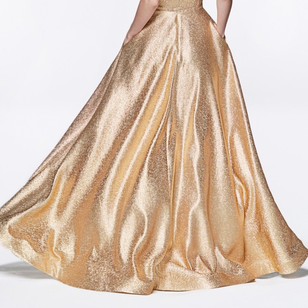 Metallic Off Shoulder Long Evening Dress CDCJ268 - Picture 5 of 7